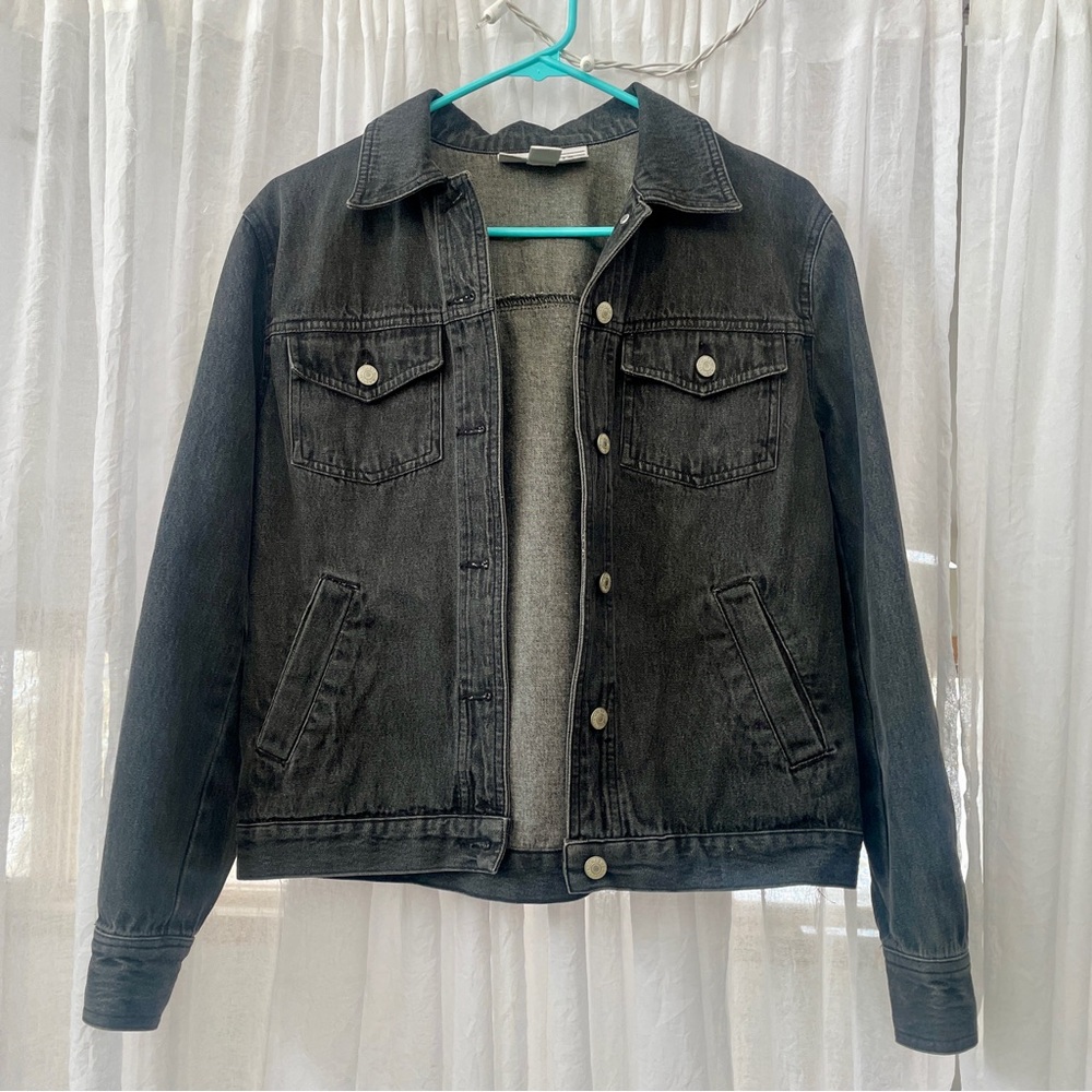 100% Cotton Vintage Jones Wear Sport Washed Black Denim Jacket